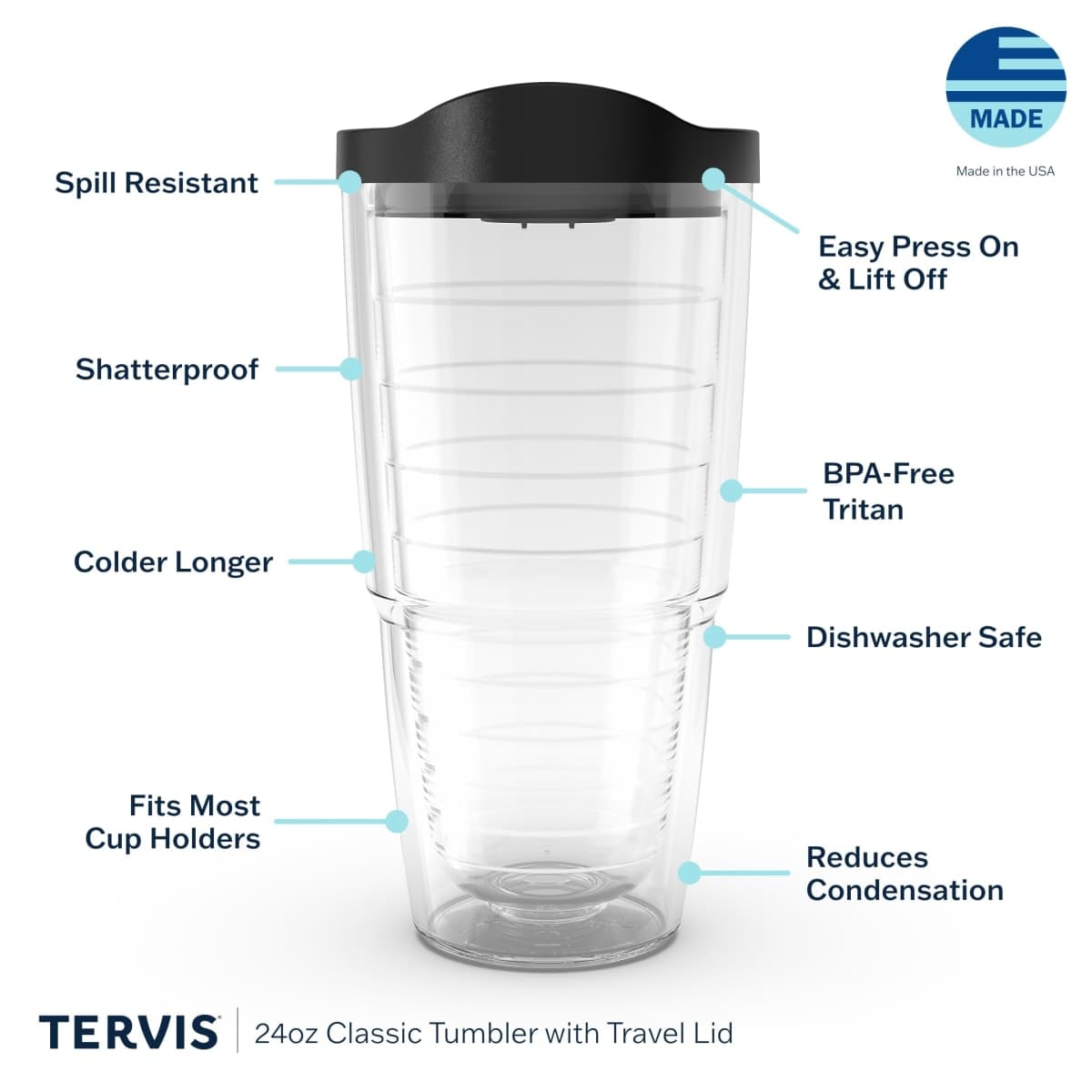 Tervis CreativeIngrid - Floral Wave Made in USA Double Walled Insulated Tumbler Travel Cup Keeps Drinks Cold & Hot, 24oz, Classic thumbnail 3
