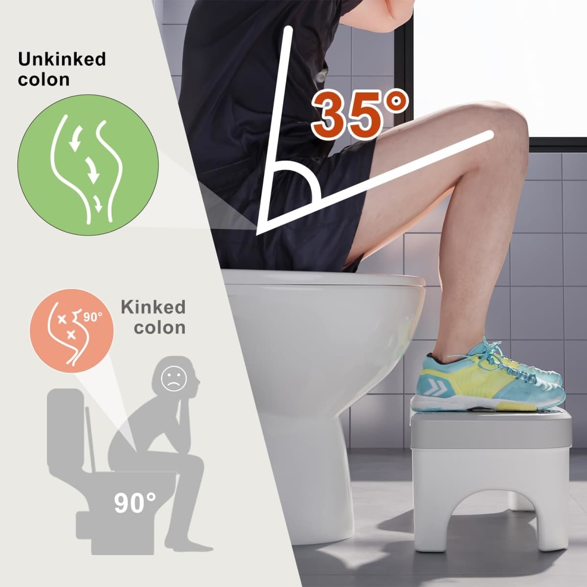 Squatting Toilet Stool for Adults, 7 Inch Poop Stool Squat Adult, Non-Slip Potty Stool for Pooping, Portable Toilet Step Foot Rest for Bathroom thumbnail 2