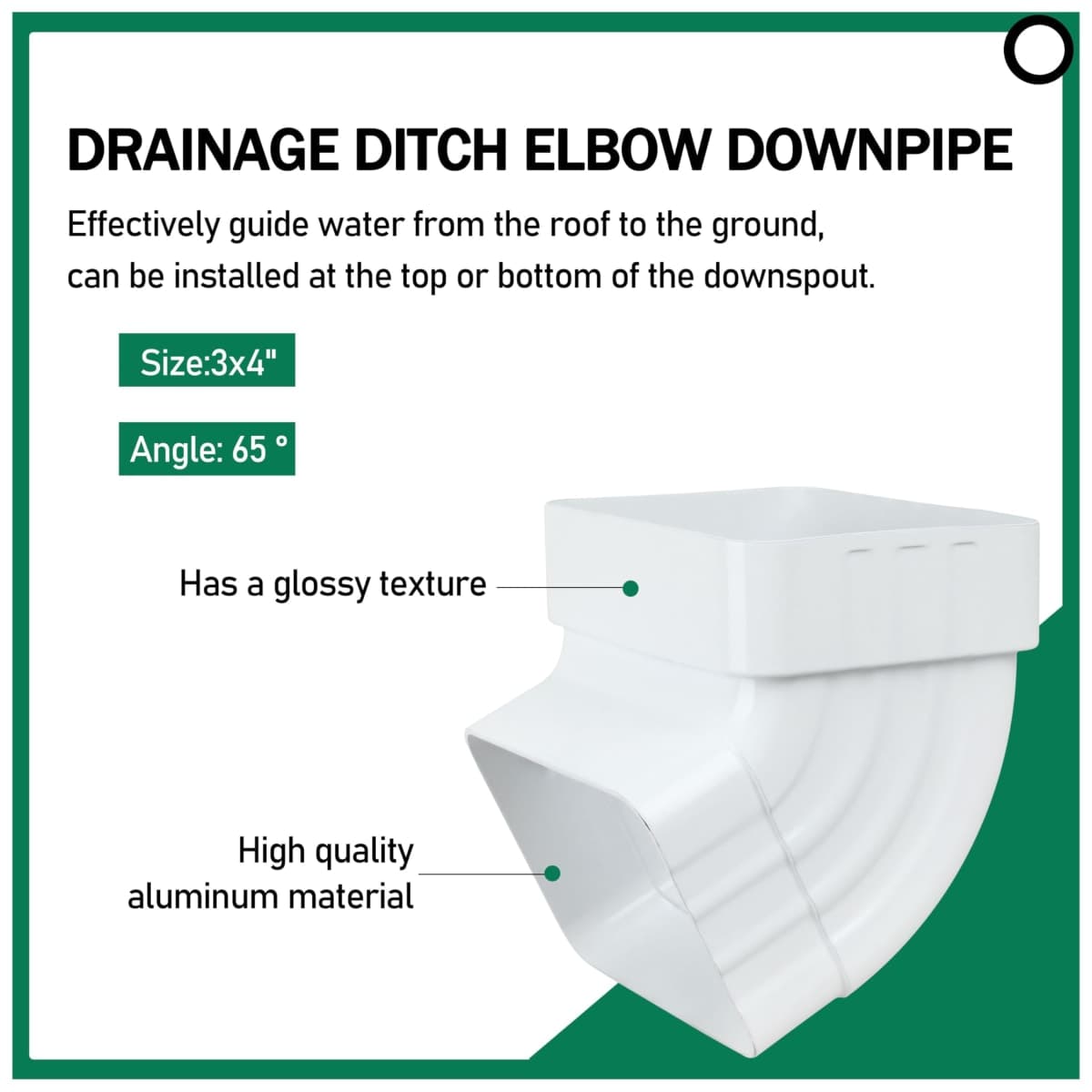 65° Gutter Elbow Roofing Gutter downspout Aluminum Downspout Elbow 3x4 White (Gutter Elbow 3x4in) thumbnail 3