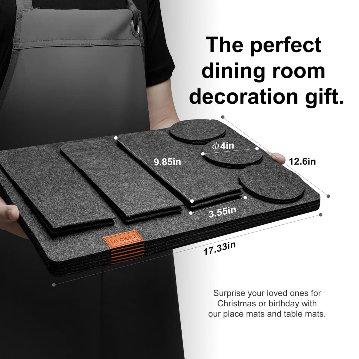 Place Mats Set of 6 Placemats, 6 Coasters and 6 Cutlery Bags. Non Slip Heat Resistant Felt Table Mats Washable Place Mats for Dinner Party Table Decoration thumbnail 3
