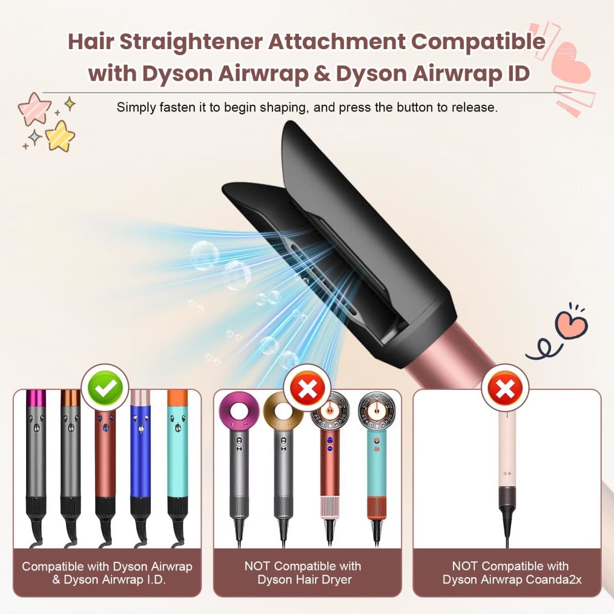 DrFlito Hair Straightening Accessories Compatible with Dyson Airwrap - Soft Airflow Nozzle for Airwrap HS01 HS05 HS08 Straighteners Replacement for Smooth, Polished and Elegant Finish thumbnail 2