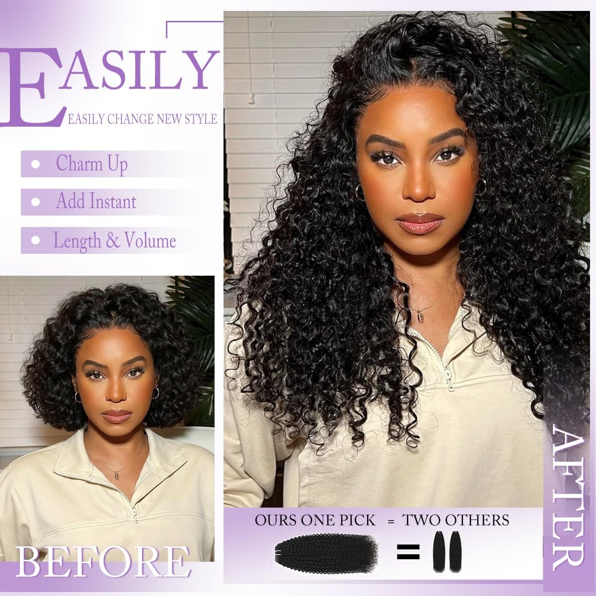 Burmese Curly Clip in Hair Extensions Real Human Hair Brazilian Hair Clip ins for Black Women Spirally Curly Classic Clips Ins with 8PCs 18Clips 120g Natural Black (Burmese curly #1B, 20 Inch) thumbnail 2