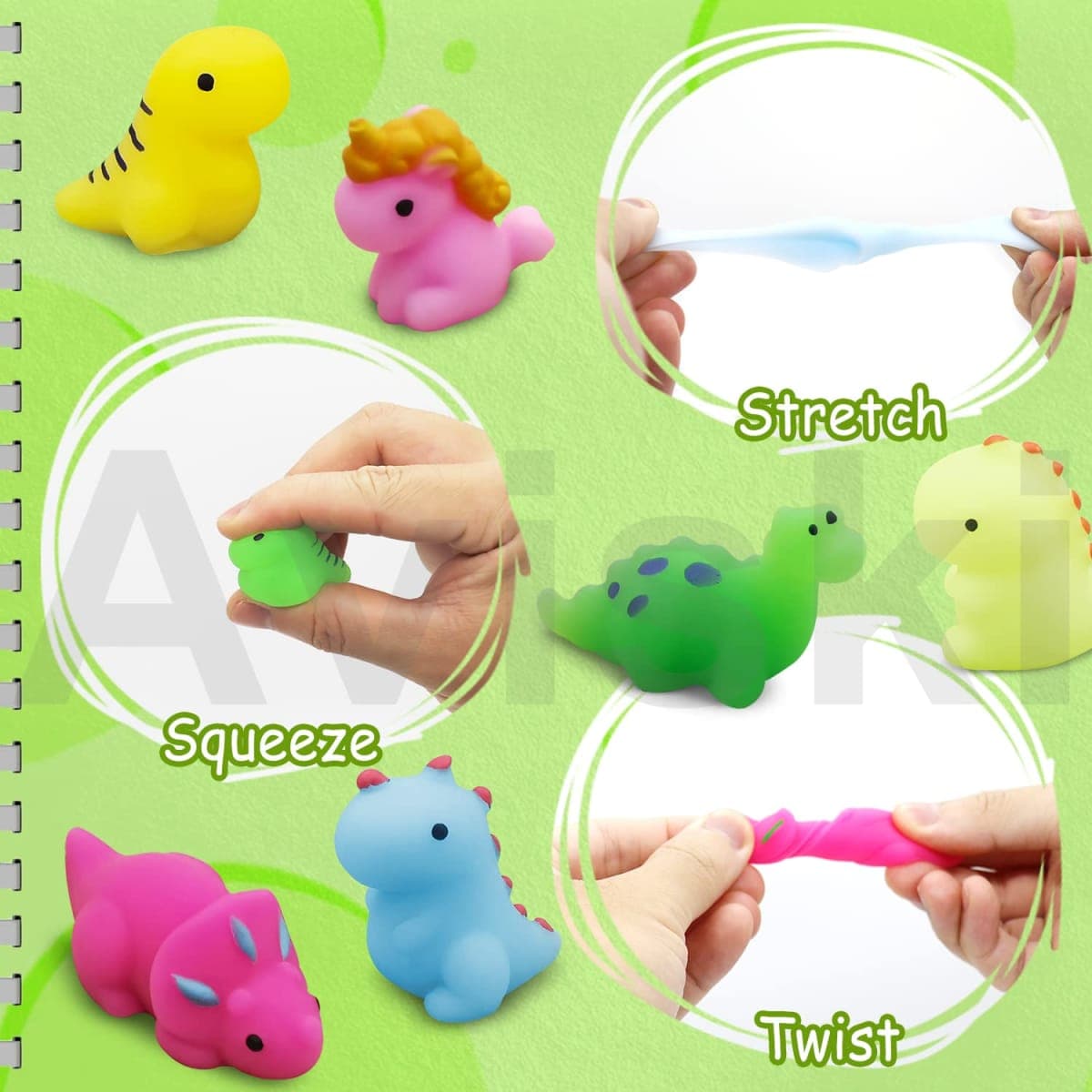 30PCS Mochi Squishy Toys, Mini Kawaii Dinosaur Squishies Soft Fidget Toys Stress Squeeze Toys Party Bags Filler for Boys Girls Birthday Gifts thumbnail 2