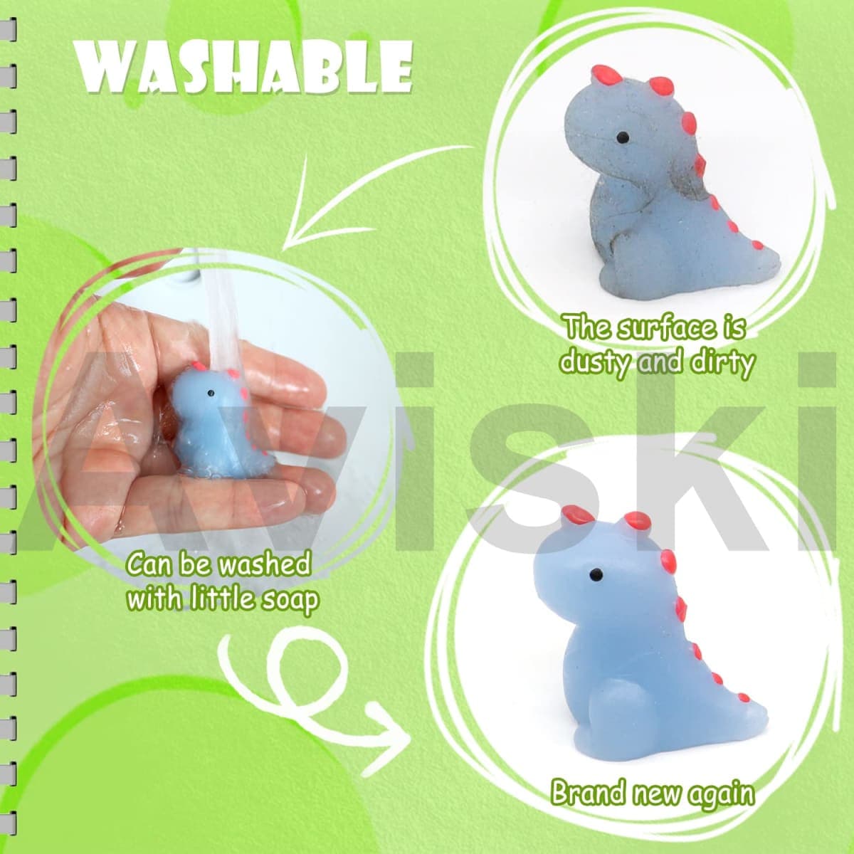 30PCS Mochi Squishy Toys, Mini Kawaii Dinosaur Squishies Soft Fidget Toys Stress Squeeze Toys Party Bags Filler for Boys Girls Birthday Gifts thumbnail 3