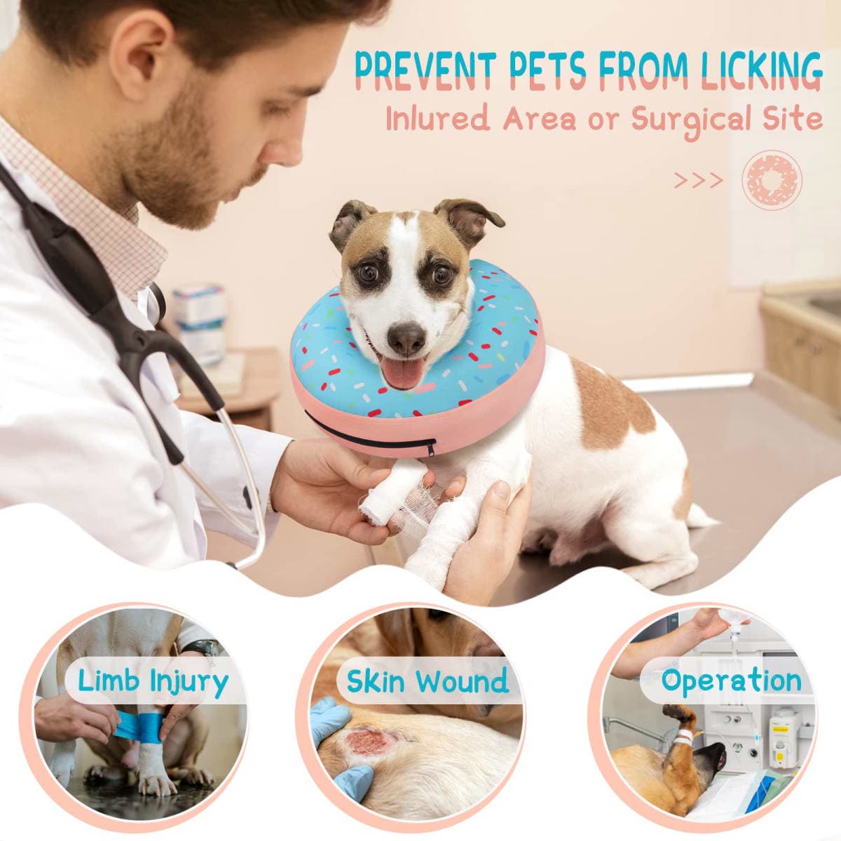 Supet Inflatable Dog Cone Collar Alternative After Surgery, Dog Neck Donut Collar Recovery E Collar for Neuter, Soft Pet Cone for Small Medium Large Dogs thumbnail 2