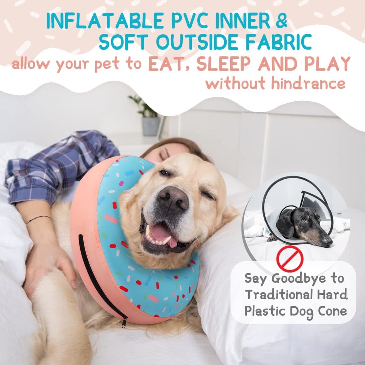 Supet Inflatable Dog Cone Collar Alternative After Surgery, Dog Neck Donut Collar Recovery E Collar for Neuter, Soft Pet Cone for Small Medium Large Dogs thumbnail 3