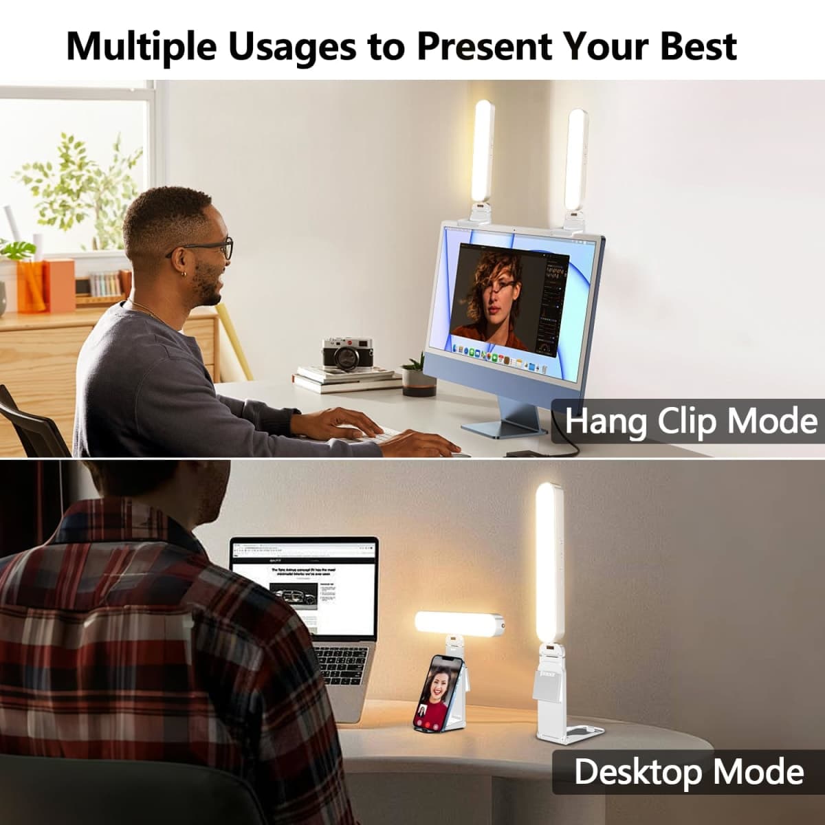 yAyusi Dual-lamp Video Conference Lighting, LED Streaming Light with Remote and Touch Control, Zoom Lighting for Computer,Webcam Laptop Monitor Ring Light for Video Calls/Zoom Meetings/Video Recording thumbnail 3
