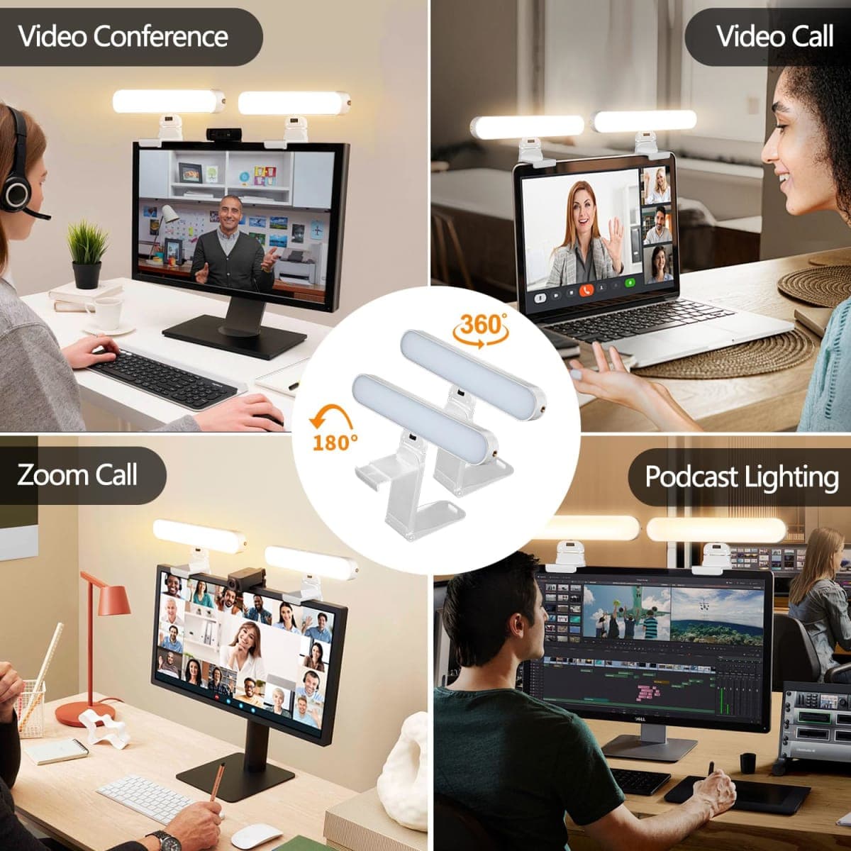 yAyusi Dual-lamp Video Conference Lighting, LED Streaming Light with Remote and Touch Control, Zoom Lighting for Computer,Webcam Laptop Monitor Ring Light for Video Calls/Zoom Meetings/Video Recording thumbnail 5