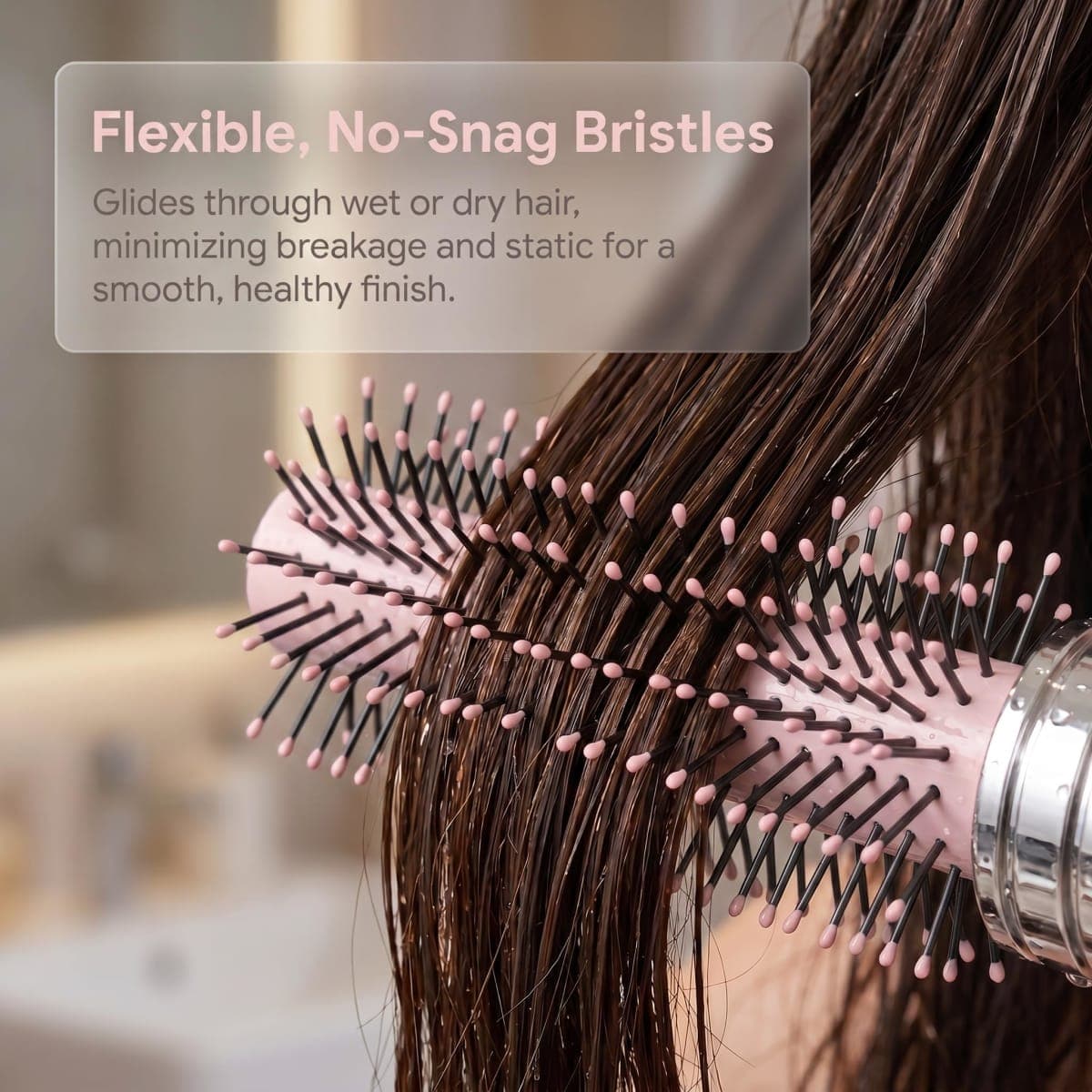 UKCOCO Retractable Travel Round Hair Brush, Compact Mini HairBrush for Blowout & Styling, Portable Detangling Round Brush for Bangs, Curling, Straightening, Thick and Thin Hair, Pink thumbnail 5