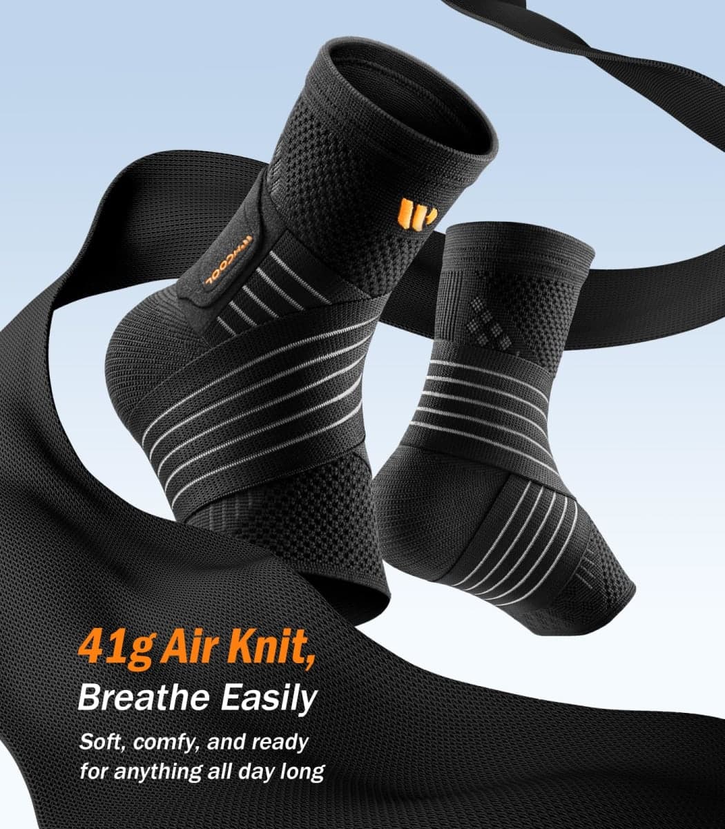 WHCOOL Ankle Brace For Women Men, 3D Knit Compression Sleeve Socks w/Wide Fish Silk Straps, Foot Support for Plantar Fasciitis Relief, Achilles Tendonitis, Sprain, Sports,1 Pair,Black,S(24-28cm) thumbnail 4