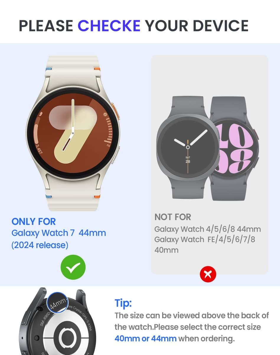 Goton Waterproof Case for Samsung Galaxy Watch 7 Screen Protector 44mm with Tempered Glass, 1-Pack Hard PC Cover Bumper for Galaxy Watch7 – No Fog, Touch-Responsive, Black thumbnail 2