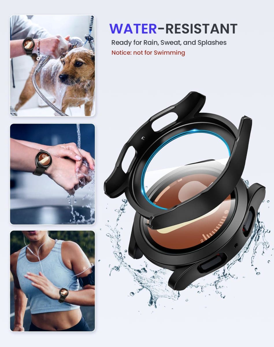 Goton Waterproof Case for Samsung Galaxy Watch 7 Screen Protector 44mm with Tempered Glass, 1-Pack Hard PC Cover Bumper for Galaxy Watch7 – No Fog, Touch-Responsive, Black thumbnail 3