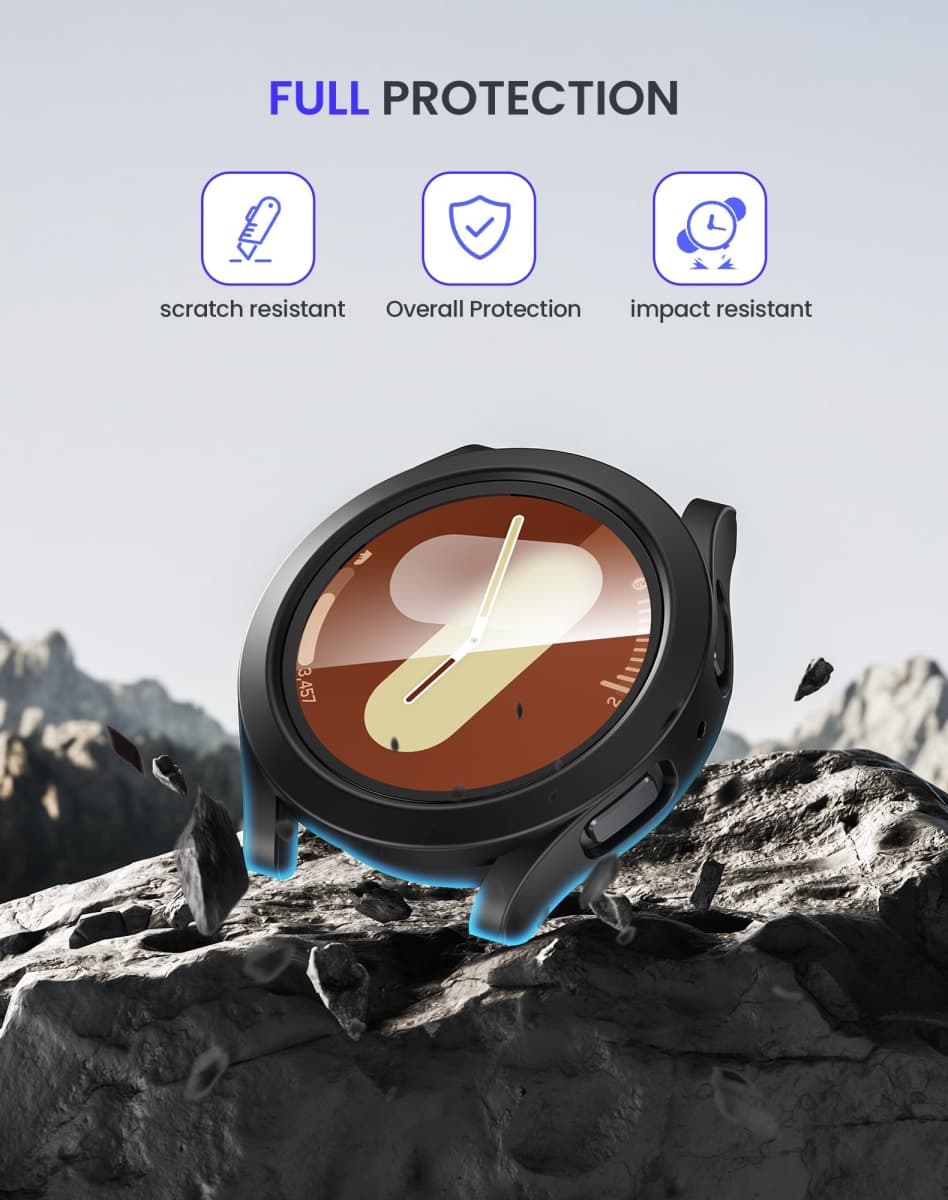 Goton Waterproof Case for Samsung Galaxy Watch 7 Screen Protector 44mm with Tempered Glass, 1-Pack Hard PC Cover Bumper for Galaxy Watch7 – No Fog, Touch-Responsive, Black thumbnail 4