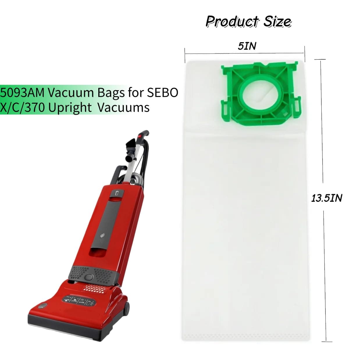 8-Pack 5093AM Vacuum Bags for SEBO Airbelt X/C/370 Series Upright Vacuums, 4-Layer Ultra Filterbox with Caps #5093AM Vacuum Cleaner Bags 8PCS thumbnail 2