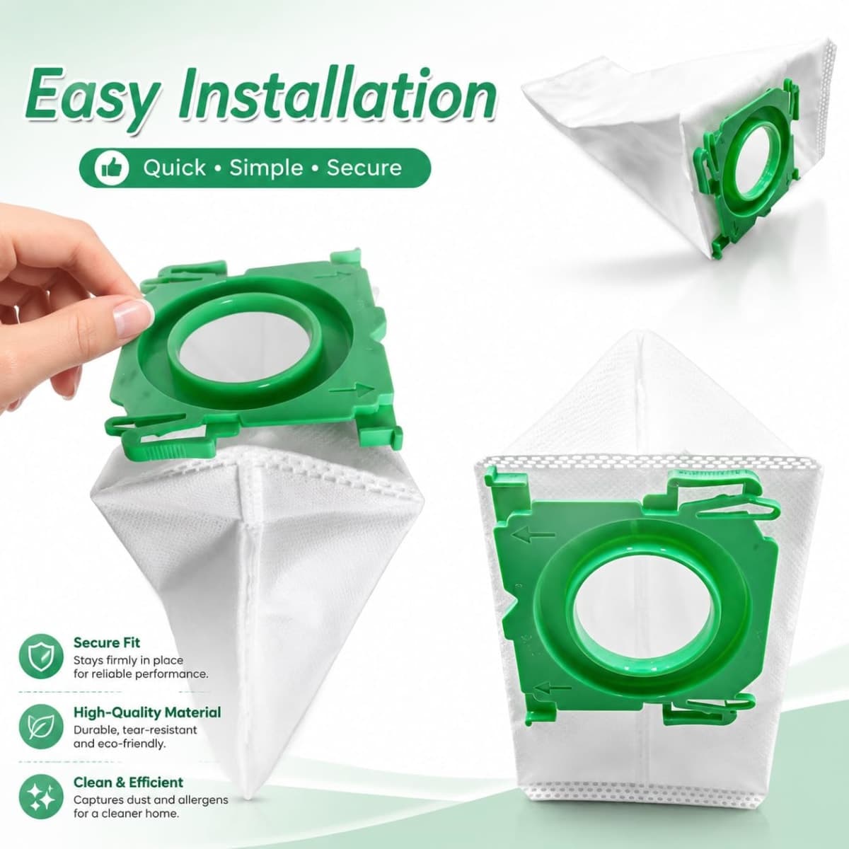 8-Pack 5093AM Vacuum Bags for SEBO Airbelt X/C/370 Series Upright Vacuums, 4-Layer Ultra Filterbox with Caps #5093AM Vacuum Cleaner Bags 8PCS thumbnail 5
