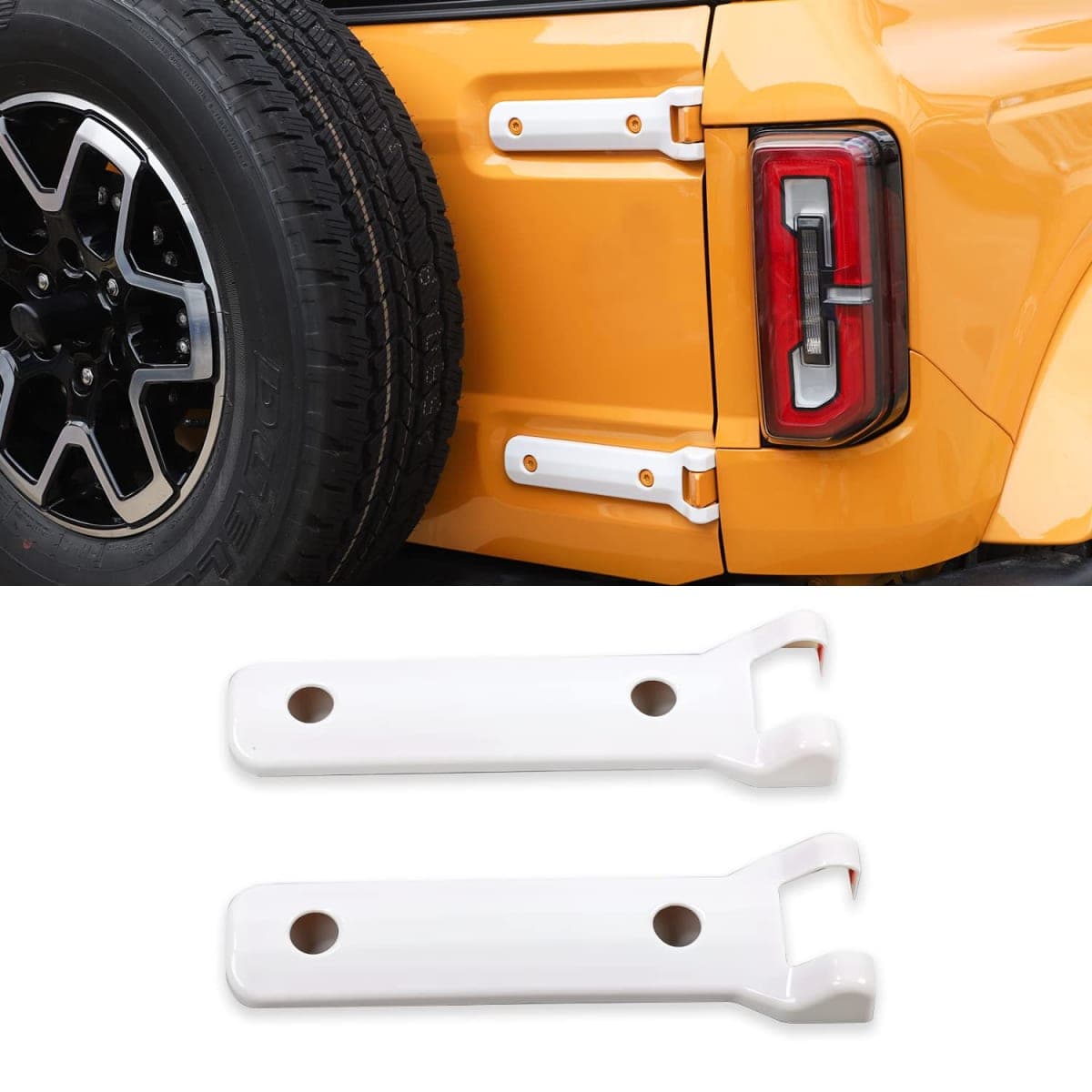 Jeliker for Bronco Tailgate Hinge Trim Cover White for Ford Bronco 2021 2022 2023 White Exterior Accessories 2pcs (NOT for Sport) — image 1