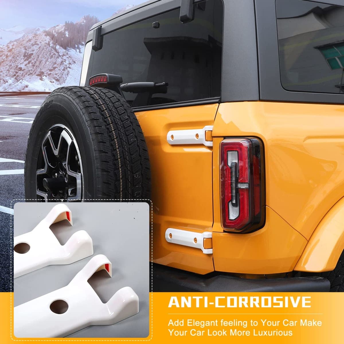 Jeliker for Bronco Tailgate Hinge Trim Cover White for Ford Bronco 2021 2022 2023 White Exterior Accessories 2pcs (NOT for Sport) thumbnail 2