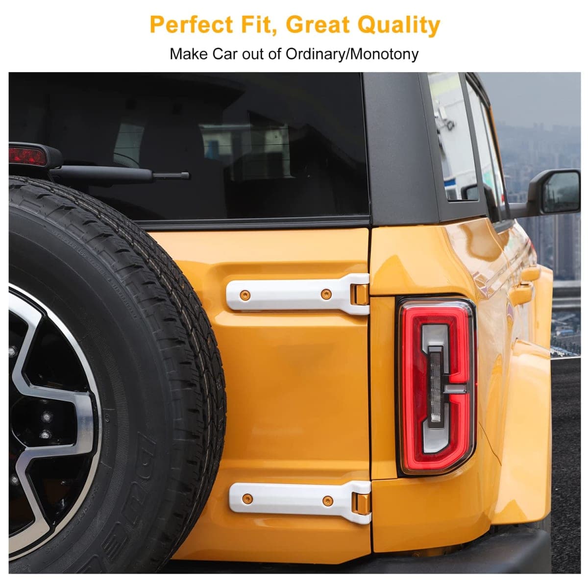 Jeliker for Bronco Tailgate Hinge Trim Cover White for Ford Bronco 2021 2022 2023 White Exterior Accessories 2pcs (NOT for Sport) thumbnail 5