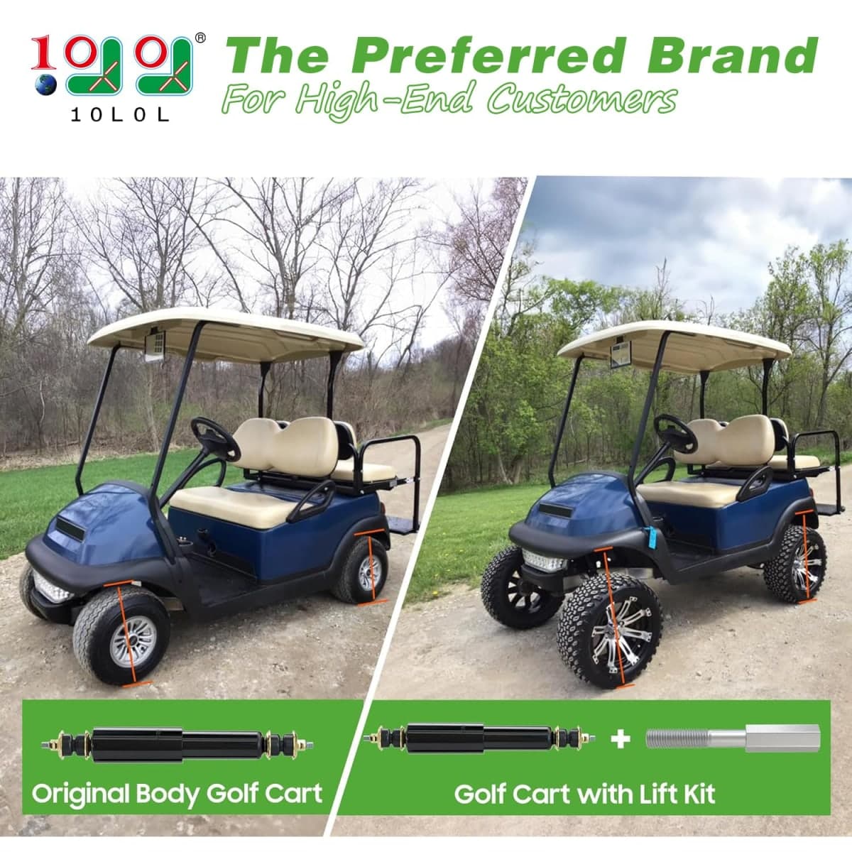 10L0L Golf Cart Shock Absorber Extension Rod For EZGO Club Car With Lifts Kit or Other Modifications to Raise the Body,Compatible With Front Rear Shock Absorbers 70928-G01, 76418-G01, 70630-G01 thumbnail 2