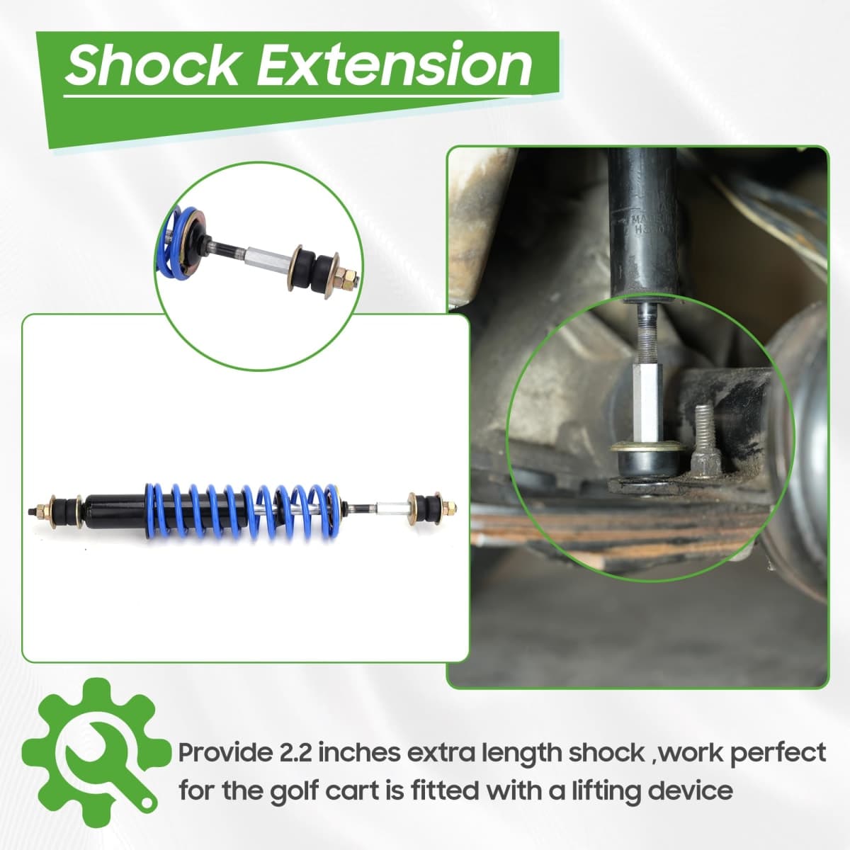 10L0L Golf Cart Shock Absorber Extension Rod For EZGO Club Car With Lifts Kit or Other Modifications to Raise the Body,Compatible With Front Rear Shock Absorbers 70928-G01, 76418-G01, 70630-G01 thumbnail 4