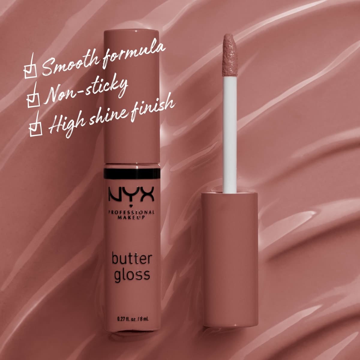 NYX PROFESSIONAL MAKEUP Butter Gloss Brown Sugar, Non-Sticky Lip Gloss - Spiked Toffee (Brown Mauve) thumbnail 2