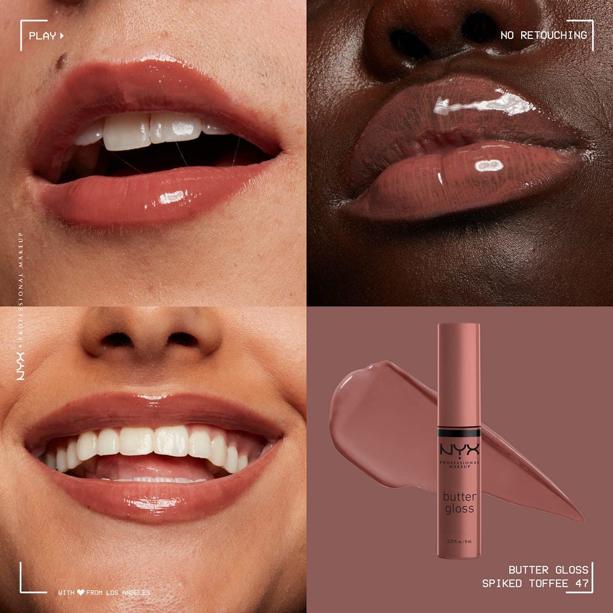 NYX PROFESSIONAL MAKEUP Butter Gloss Brown Sugar, Non-Sticky Lip Gloss - Spiked Toffee (Brown Mauve) thumbnail 3