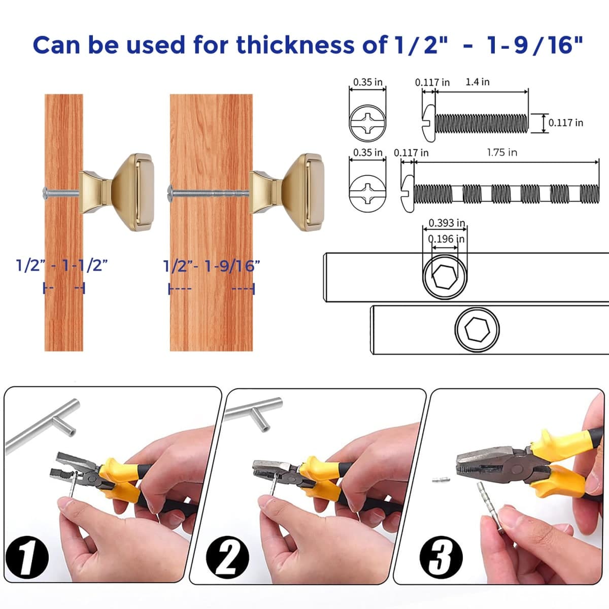 Ravinte 5 Pack Solid Single Hole Square Foot Cabinet Arch Knobs Kitchen Champagne Bronze Knobs Drawer Pulls Kitchen Cabinet Hardware Pulls for Cupboard Handles thumbnail 4