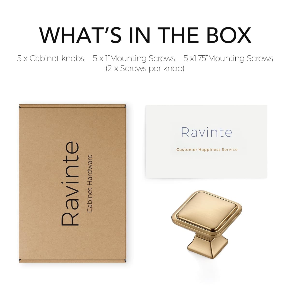 Ravinte 5 Pack Solid Single Hole Square Foot Cabinet Arch Knobs Kitchen Champagne Bronze Knobs Drawer Pulls Kitchen Cabinet Hardware Pulls for Cupboard Handles thumbnail 5