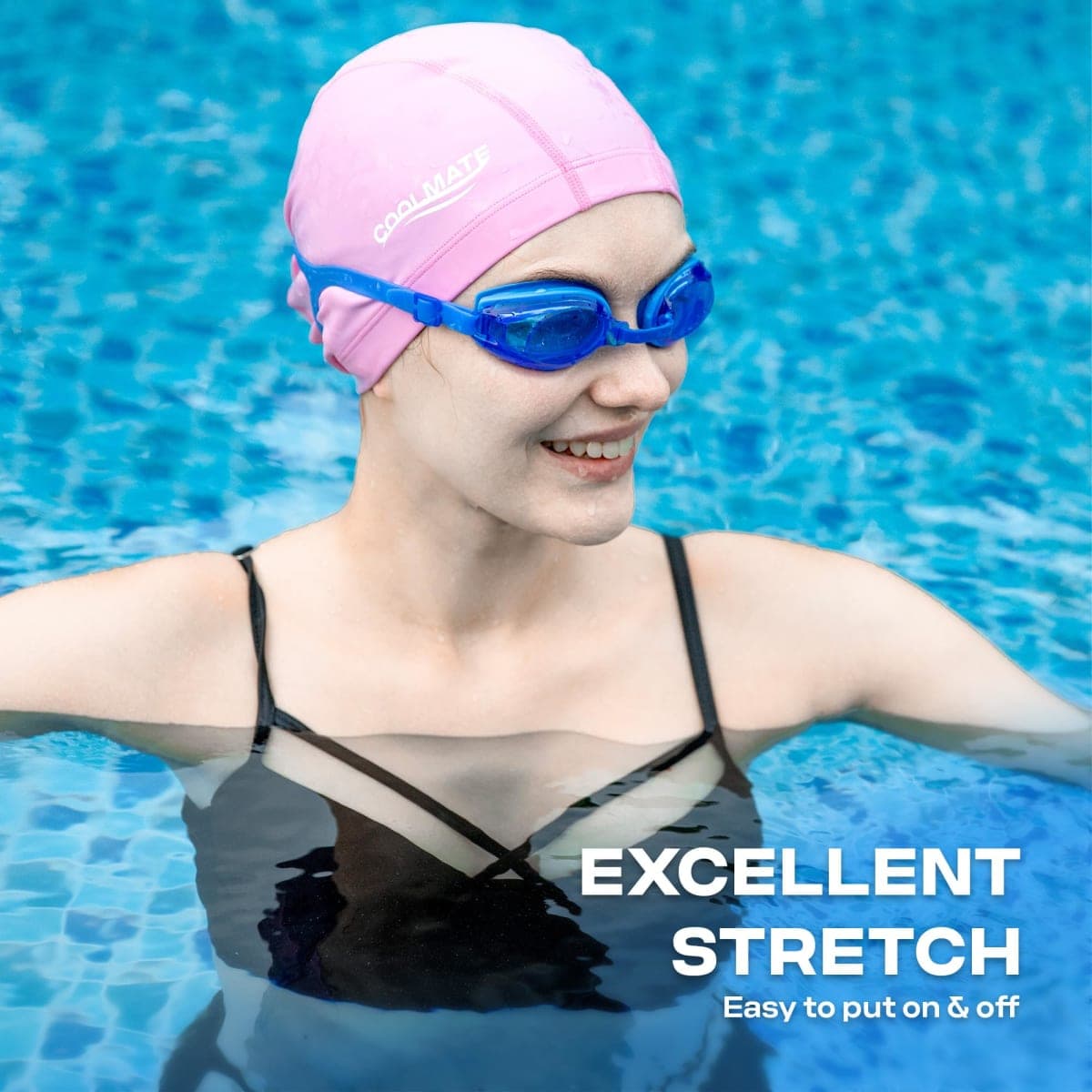 COOLMATE Fabric Swim Cap for Adult Women Men Kid 3 4 6 8 14 16, Silicone Water-Resistant Layer, Cloth Swim Cap Gifts for Swimmers, Lightweight and Comfortable for Pool, Lap Swimming (Light Pink, M) thumbnail 4
