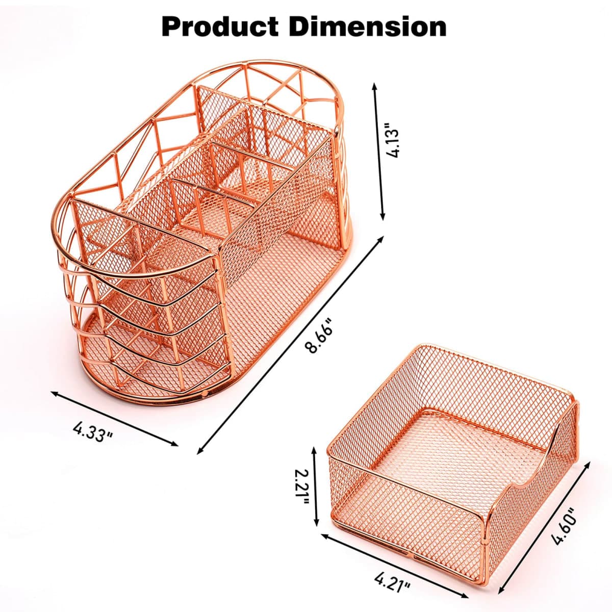 Marbyraz Desk Organizer, Pen Holder for Desk, Metal Pencil Caddy Storage for Desktop Office Supplies (Rose Gold) thumbnail 3