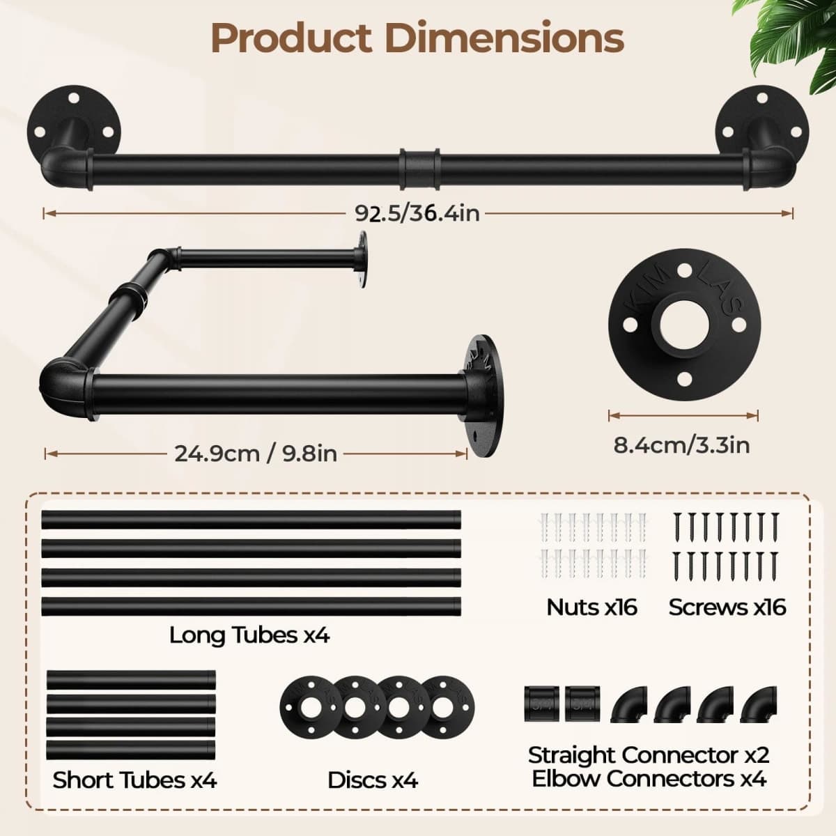 Abiglifty Vintage Clothes Rack, 58" Industrial Pipe Wall Mount Garment Rack, Heavy Duty Garment Rack, Industrial Pipe Clothes Rack for Home Retail Display Closet Storage (2) thumbnail 2