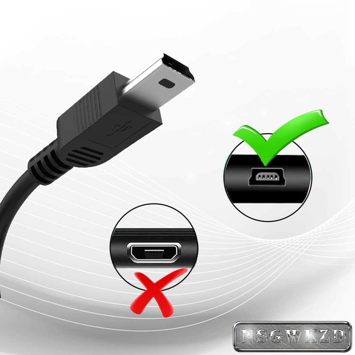 NSGWKZD USB C to Mini B Data Transfer Cable Cord, Compatible for Canon EOS Rebel T5i T6 T6i T7, Select Powershot, Vixia, fit for Nikon DSLR D610 D90 Camera thumbnail 2
