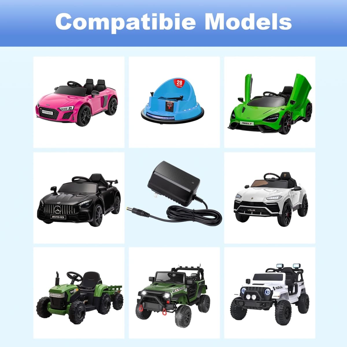 12V Kids Charger for Ride On Toys Bumper Car Kids Electric Car Kid Trax 12v Universal Charger Baby Electric Battery Power Supplies thumbnail 3