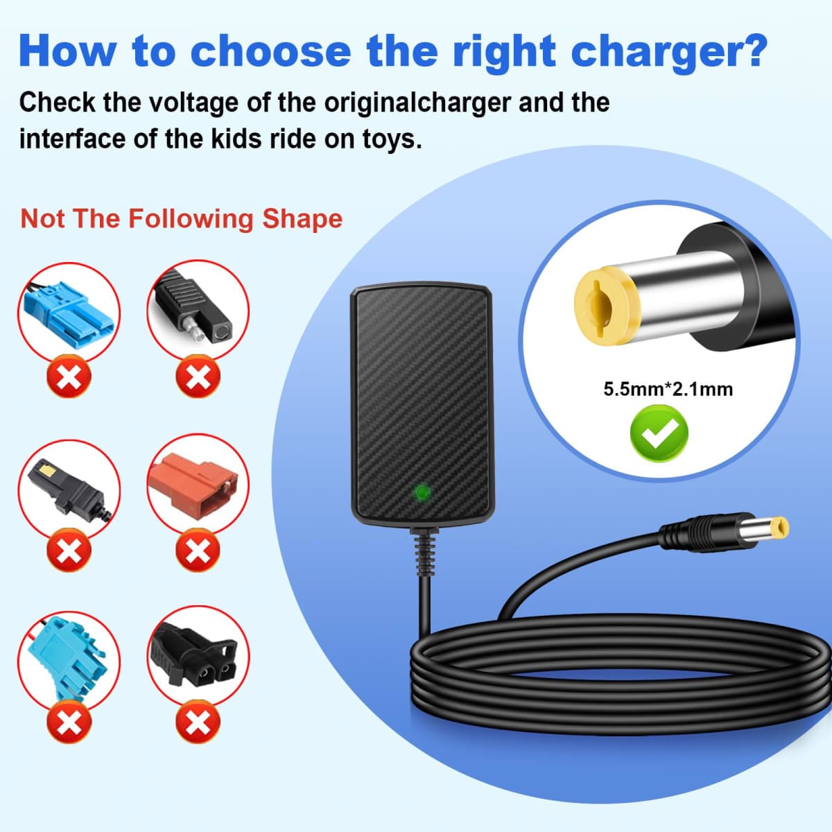 12V Kids Charger for Ride On Toys Bumper Car Kids Electric Car Kid Trax 12v Universal Charger Baby Electric Battery Power Supplies thumbnail 4