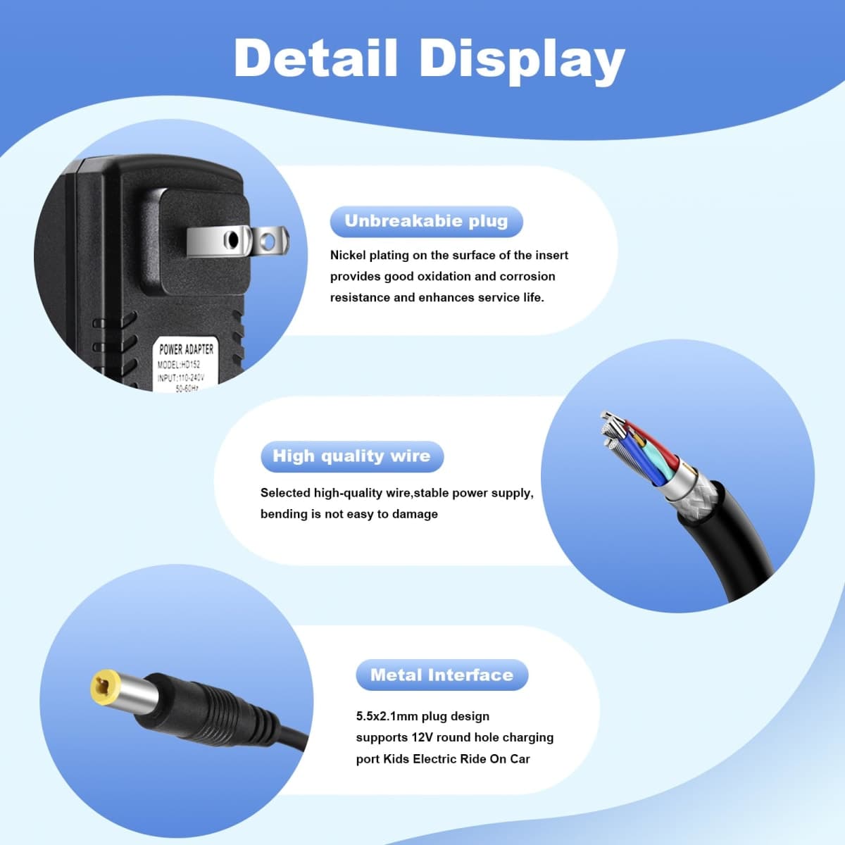 12V Kids Charger for Ride On Toys Bumper Car Kids Electric Car Kid Trax 12v Universal Charger Baby Electric Battery Power Supplies thumbnail 5