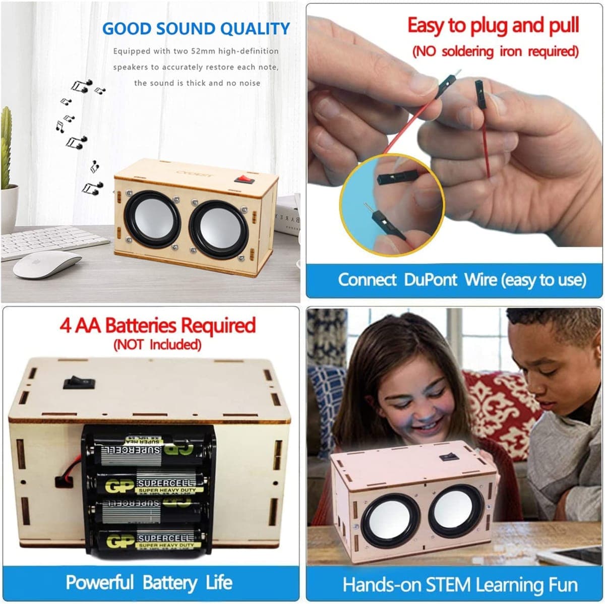STEM Projects for Kids & Adults Build Your Own Bluetooth Speaker - Science Experiment Electronics Kit | Beginner's Starter DIY Set,STEM Gifts for Teenage Girls + Boys Ages 10 and Up (Dual Speakers) thumbnail 4