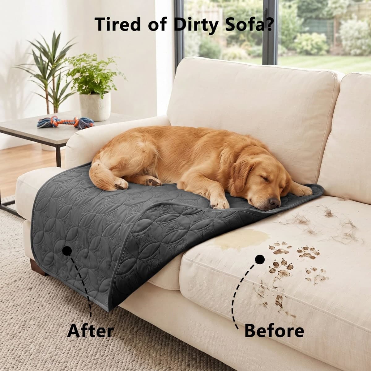 Tuffeel Waterproof Dog Blanket, 30x30 inches Small Pet Couch Covers for Sofa, Chair Bed Furniture Protector from Dogs Washable and Reversible-Black+Darkgrey thumbnail 2