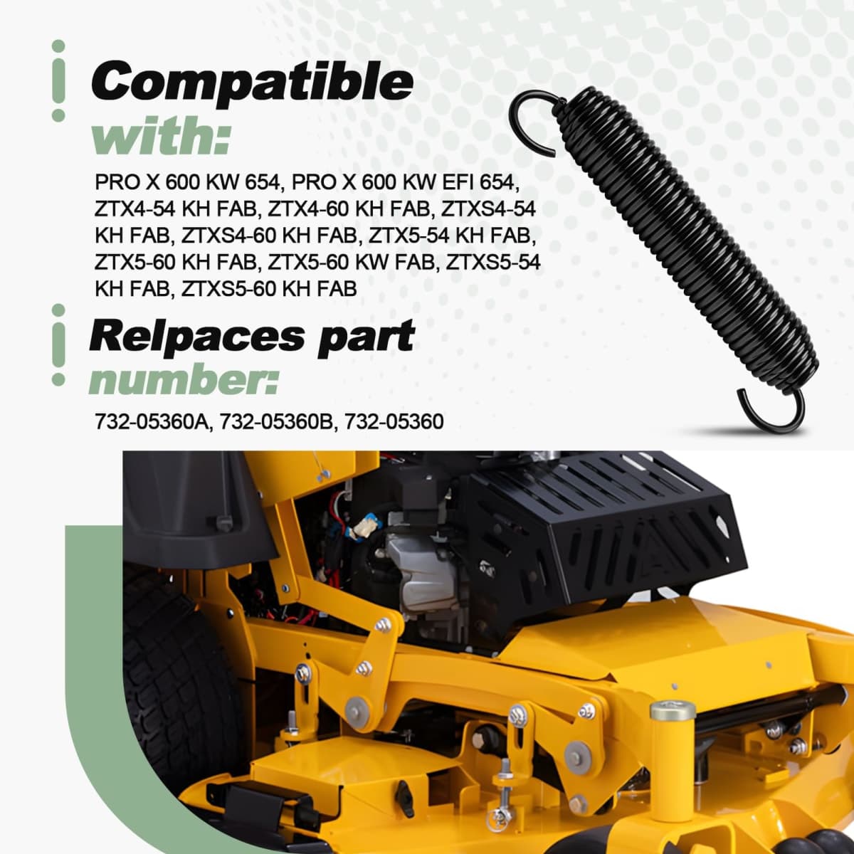 Quctaki Deck Tension Spring Compatible with Cub Cadet ZTX4 ZTX5 ZTXS4 ZTXS5 54" 60" PRO X Stand-On Mower Replace 732-05360A 732-05360B 732-05360 thumbnail 2