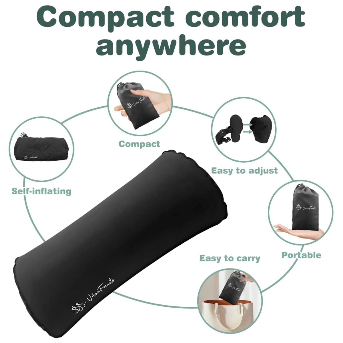 SSS·UrbanForests Inflatable Neck and Lumbar Support Pillow with Adjustable Straps for Travel and Office Use thumbnail 3