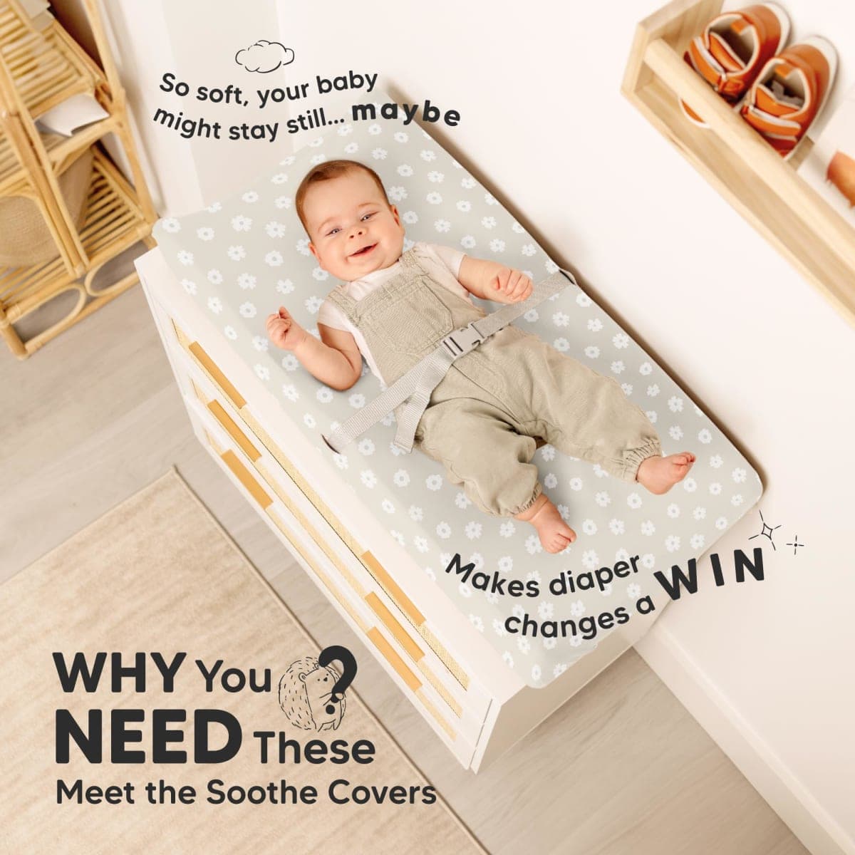 2-Pack Organic Changing Pad Covers for Girl, Boy, Neutral - 100% Cotton Changing Table Pad Cover, Soft Baby Nursery Diaper Changing Pad Sheets, Contour Changing Pads Liners, Change Pad Cover (Meadow) thumbnail 2