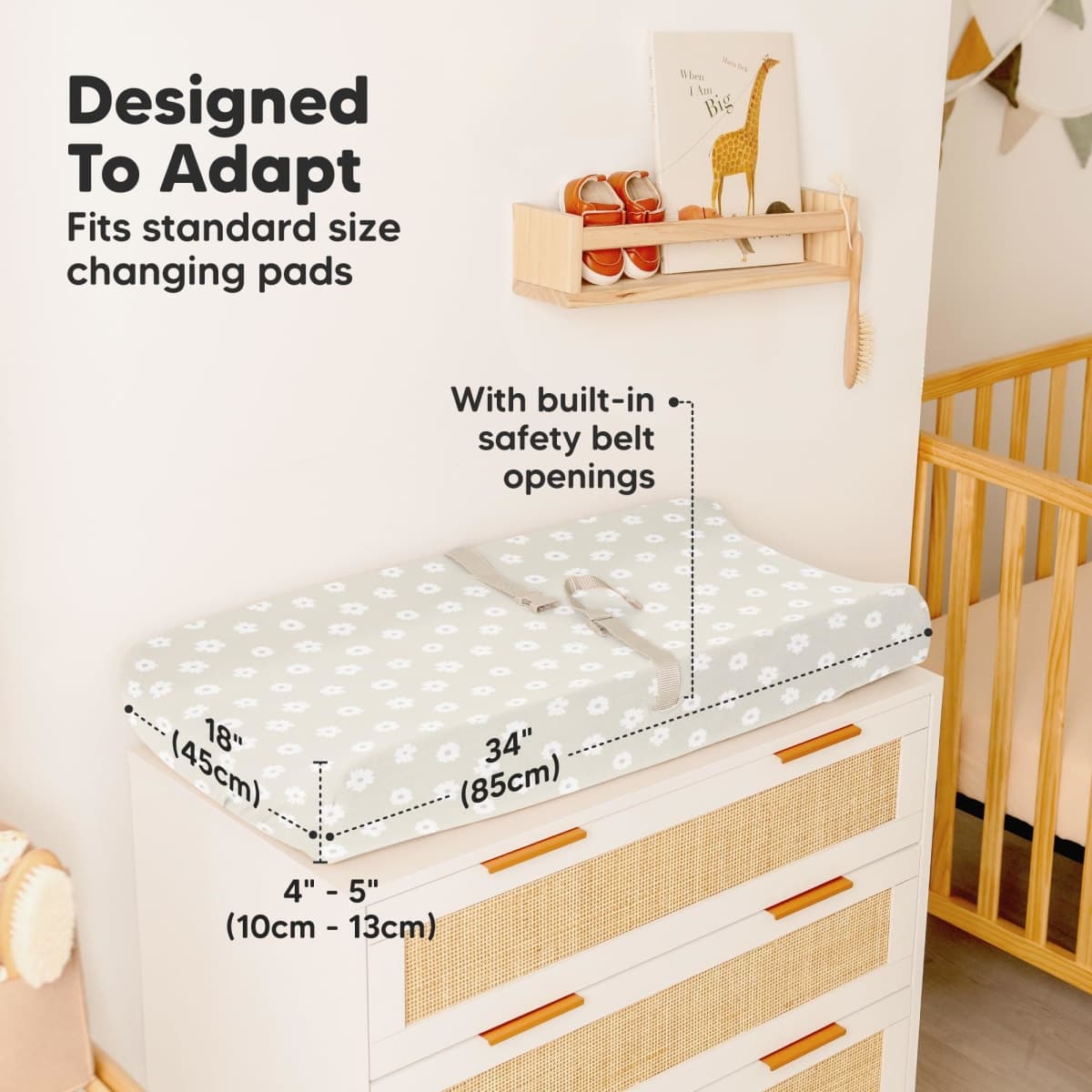 2-Pack Organic Changing Pad Covers for Girl, Boy, Neutral - 100% Cotton Changing Table Pad Cover, Soft Baby Nursery Diaper Changing Pad Sheets, Contour Changing Pads Liners, Change Pad Cover (Meadow) thumbnail 4