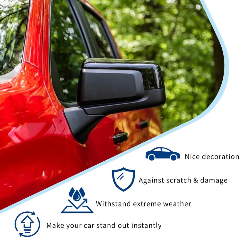 XPHAZZ Side Mirror Cover Compatible with 2019-2025 Chevy Silverado 1500/GMC Sierra 1500 2PCS-Set (Black, 19-25 Silverado/Sierra) thumbnail 2
