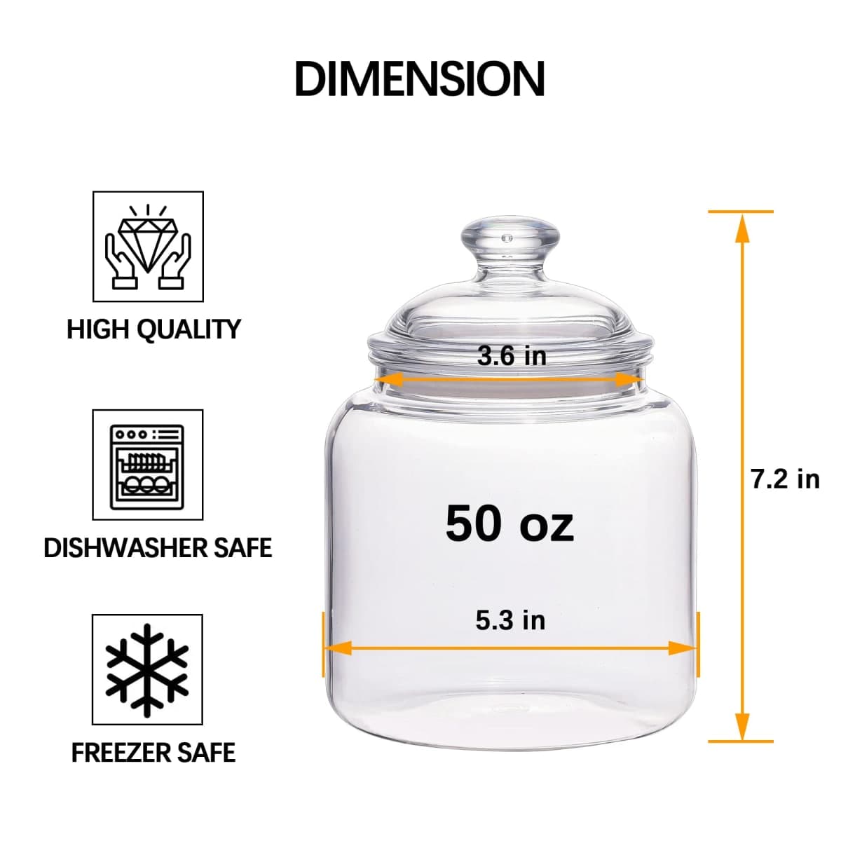 50 oz Small Unbreakable & Dishwasher Safe Airtight Food Storage Jar | Premium Plastic Shatterproof Apothecary Jars | An ideal Canister Container for Coffee, Cereal, Tea, Spices, Snack, Bath Salt thumbnail 2