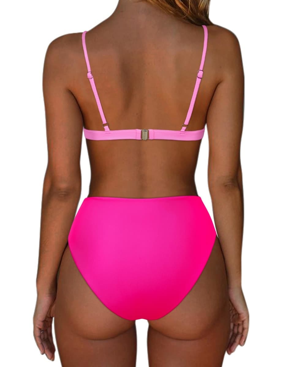 SUUKSESS Women Triangle High Cut Bikini Sets Sexy High Waisted 2 Piece Swimsuit, 57 Blue, Medium thumbnail 2