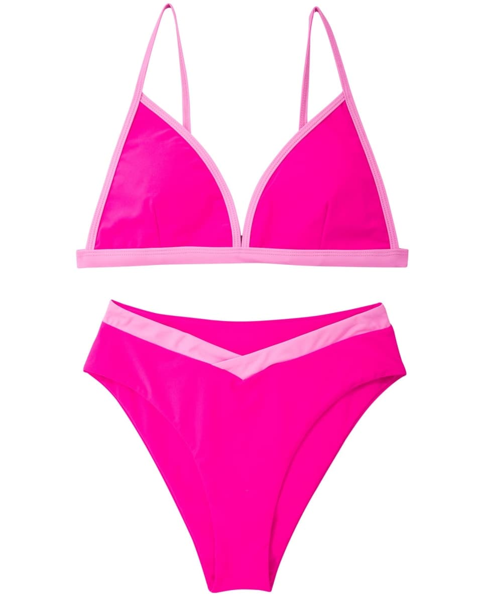 SUUKSESS Women Triangle High Cut Bikini Sets Sexy High Waisted 2 Piece Swimsuit, 57 Blue, Medium thumbnail 3