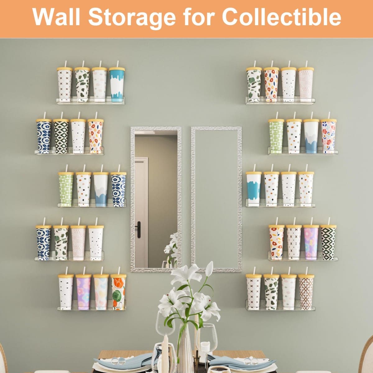 upsimples Clear Acrylic Shelves for Wall Storage, 15" Acrylic Floating Shelves Wall Mounted, Kids Bookshelf, Display Ledge for Bedroom, Living Room, Bathroom, Kitchen (10pack) thumbnail 4