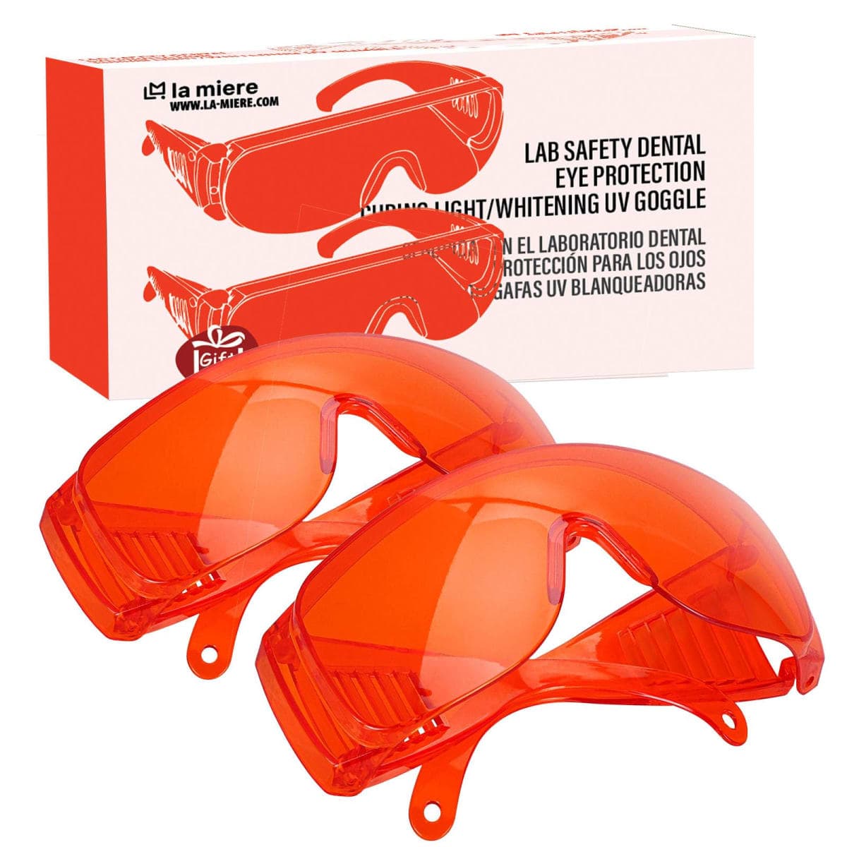 LA MIERE Curing Light Orange Glasses Dental, Teeth Whitening Safety Glasses, Dental Eyewear LED Protective Goggles, 2 Pack