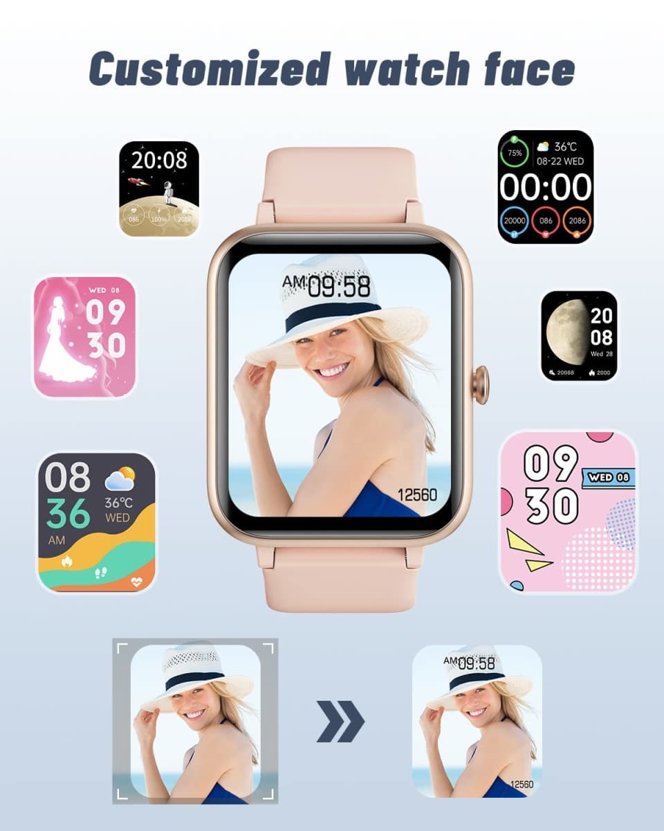 GRV Smart Watches for Women, Answer/Make Calls, 1.8" HD Smartwatch for iPhone Android Phones, Fitness Watch with Heart Rate/Sleep/Stress Monitor Steps Calories Counter, IP68 Waterproof (Pink) thumbnail 2