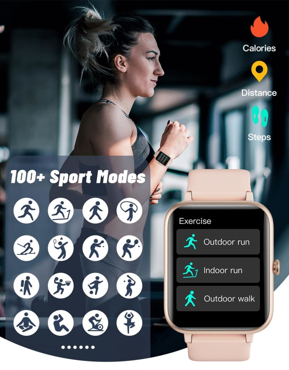 GRV Smart Watches for Women, Answer/Make Calls, 1.8" HD Smartwatch for iPhone Android Phones, Fitness Watch with Heart Rate/Sleep/Stress Monitor Steps Calories Counter, IP68 Waterproof (Pink) thumbnail 4