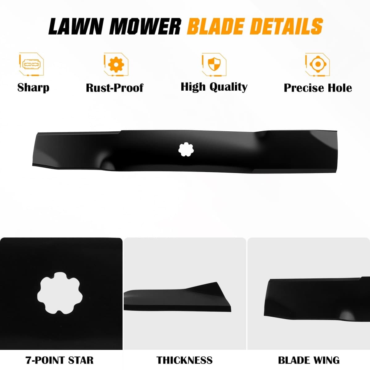 PetMigo Medium Lift Mower Blade Set GX21380 GY20679 for John Deere Craftsman 54 inch Deck GY20684 GY20686, D170, G110, 190C, LA150 thumbnail 4